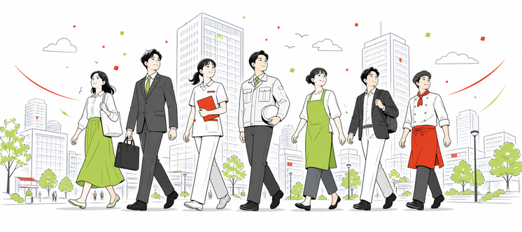 街で働く人々のイラスト